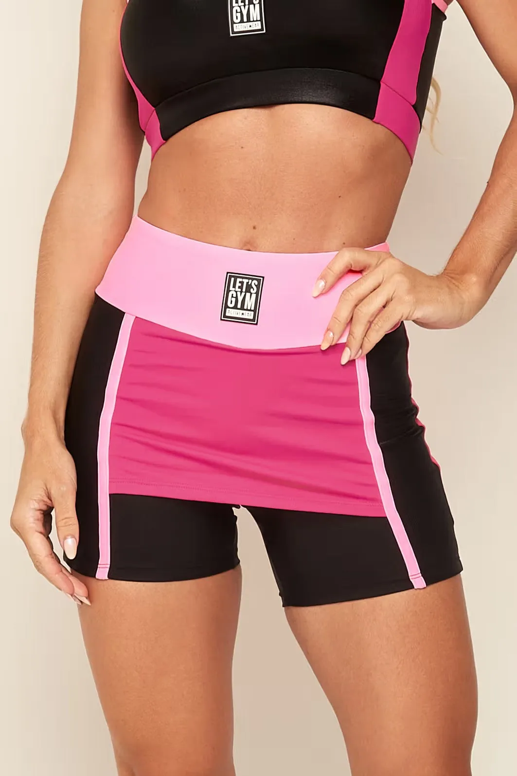 Conjunto Fitness Elláda Rosa Shorts Saia - Imagem 2