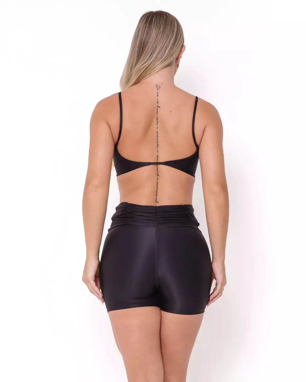 Conjunto Fitness Cós Franzido Compressão Preto - Imagem 2